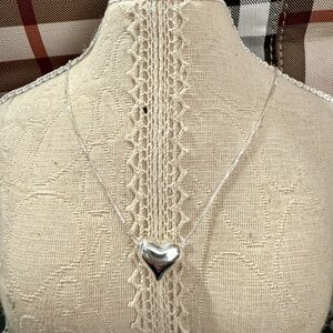 NEW STERLING SILVER 925 PUFFED HEART NECKLACE